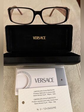 Authentic Versace Eyeglasses Women Brown  Medusa Rhinestone MOD 4041-B 52-17-135